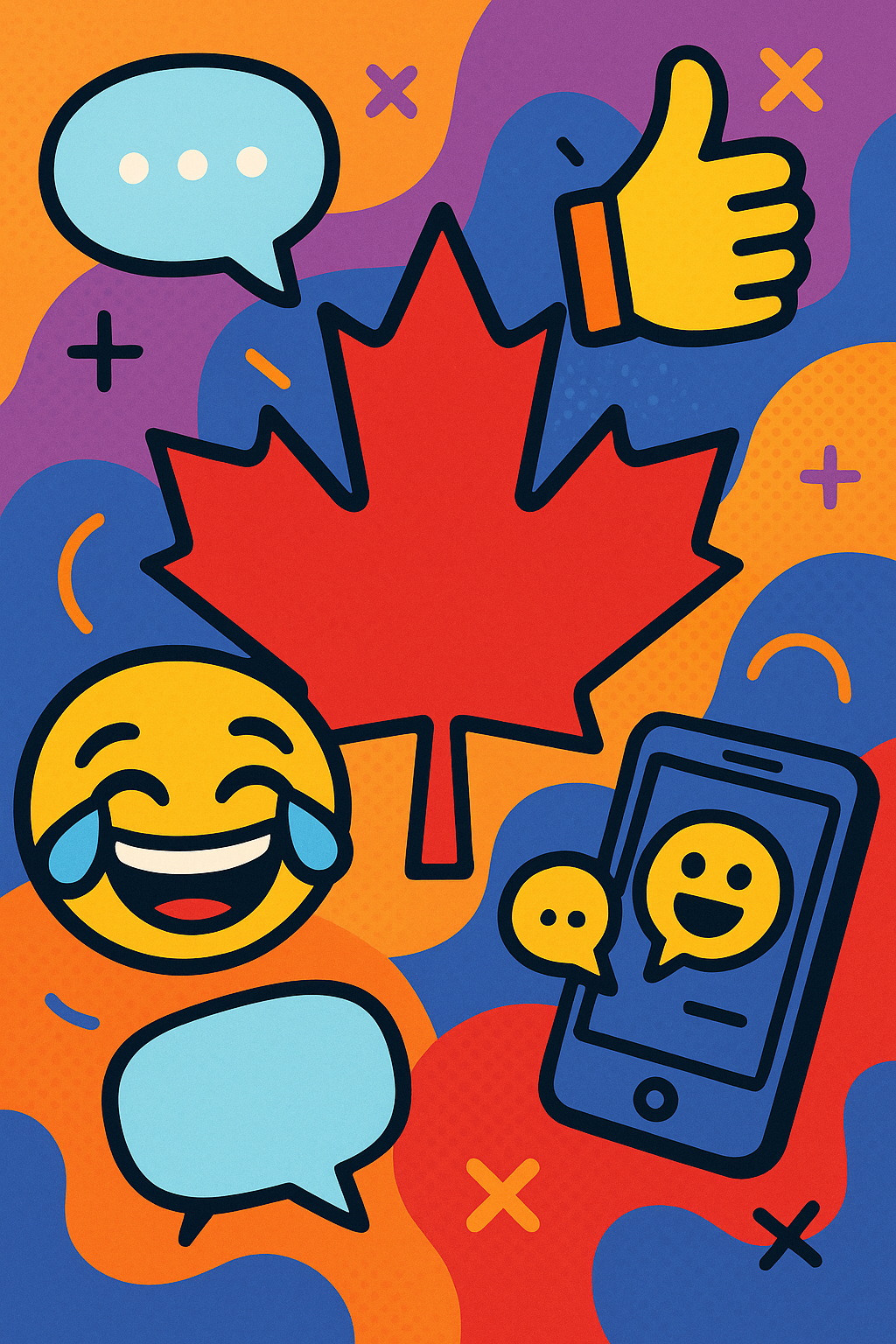 Abstract illustration of memes with maple leaf